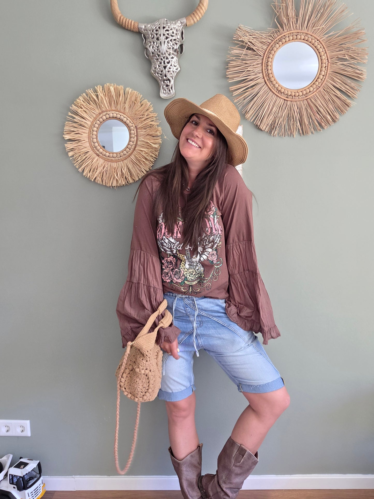 Kurze Baggy-Jeans